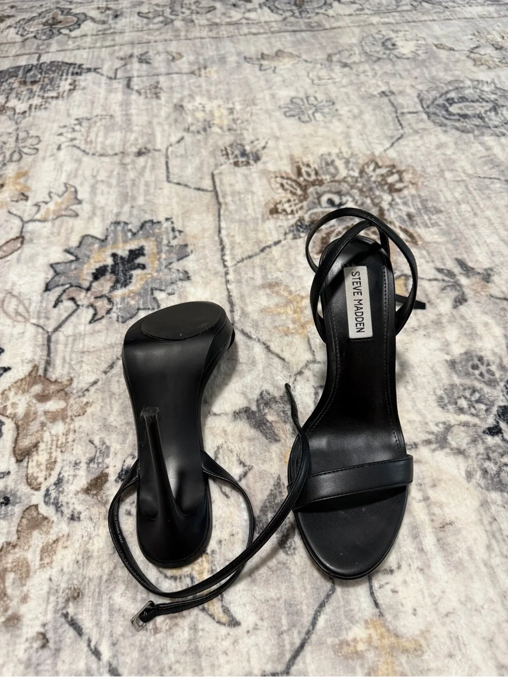Steve Madden Black Stiletto Ankle-Strap Sandals